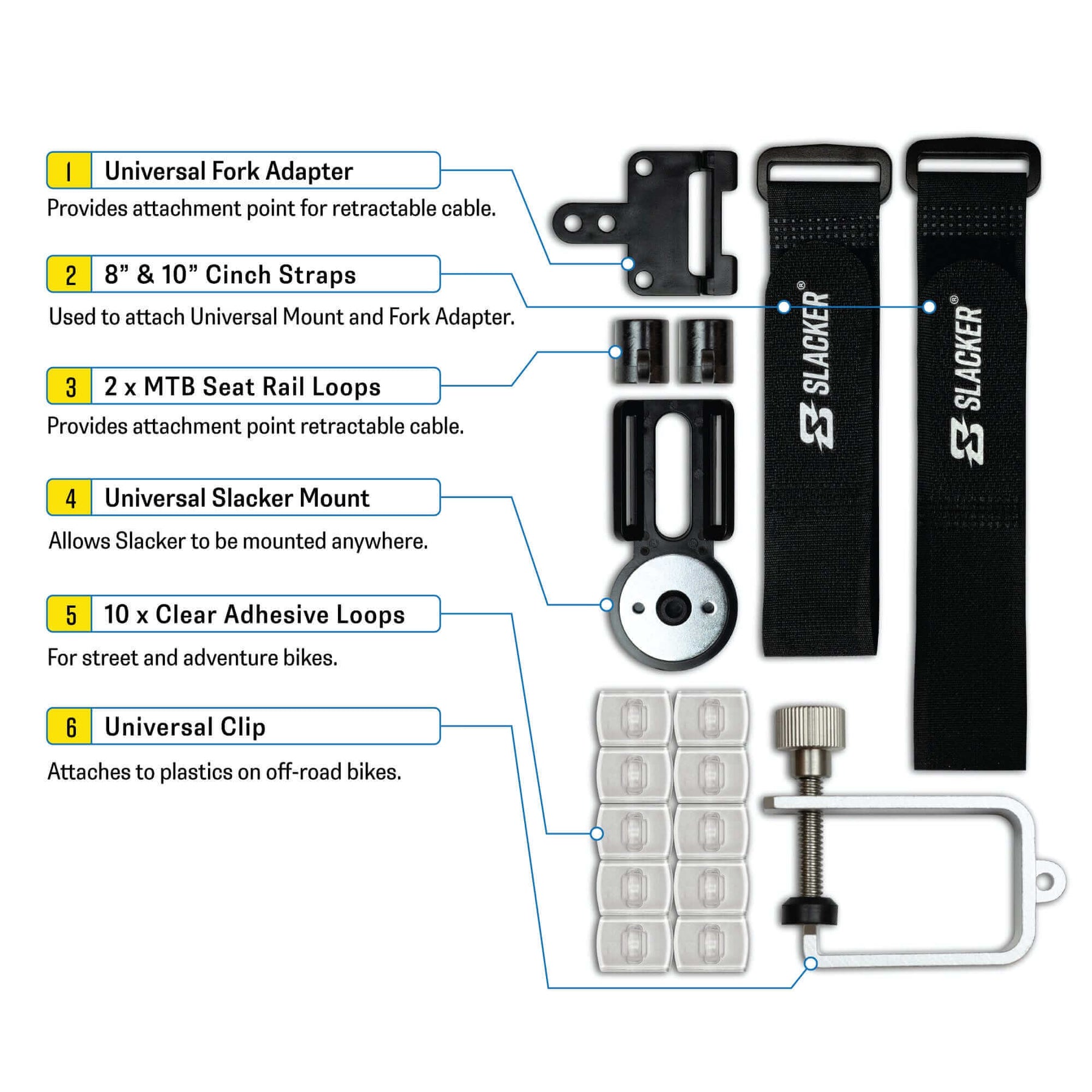 Slacker digital sag scale accessories overview.