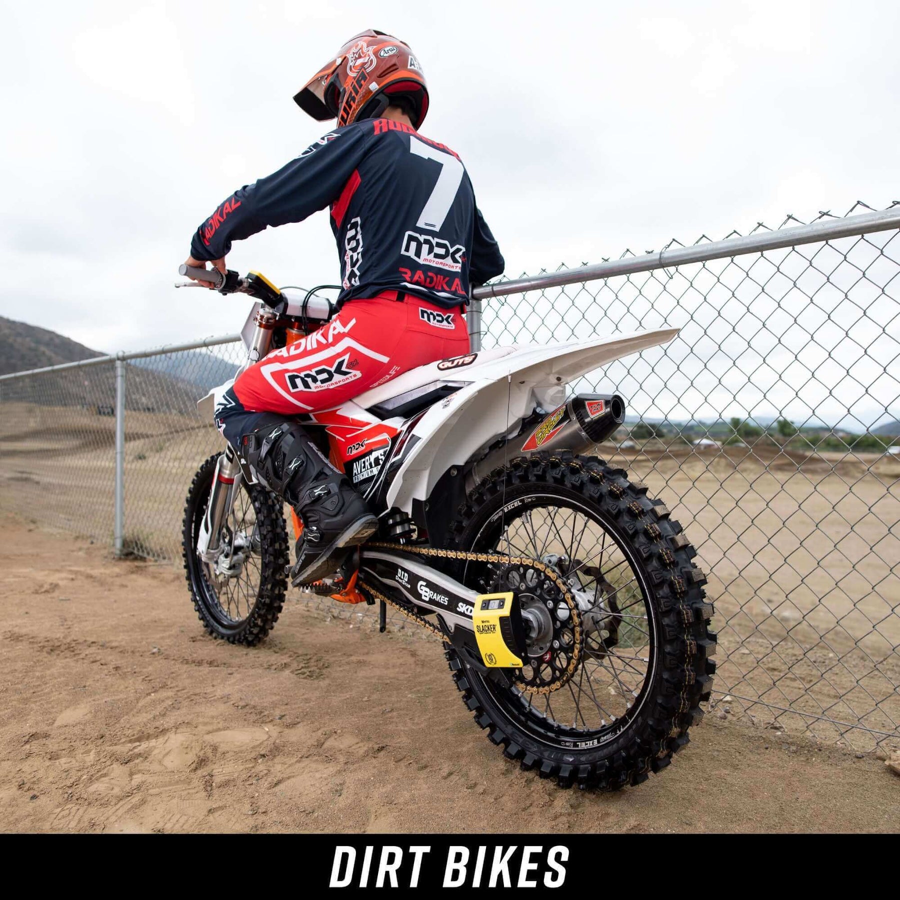 Slacker sag scale for dirt bikes and motocross racing.
