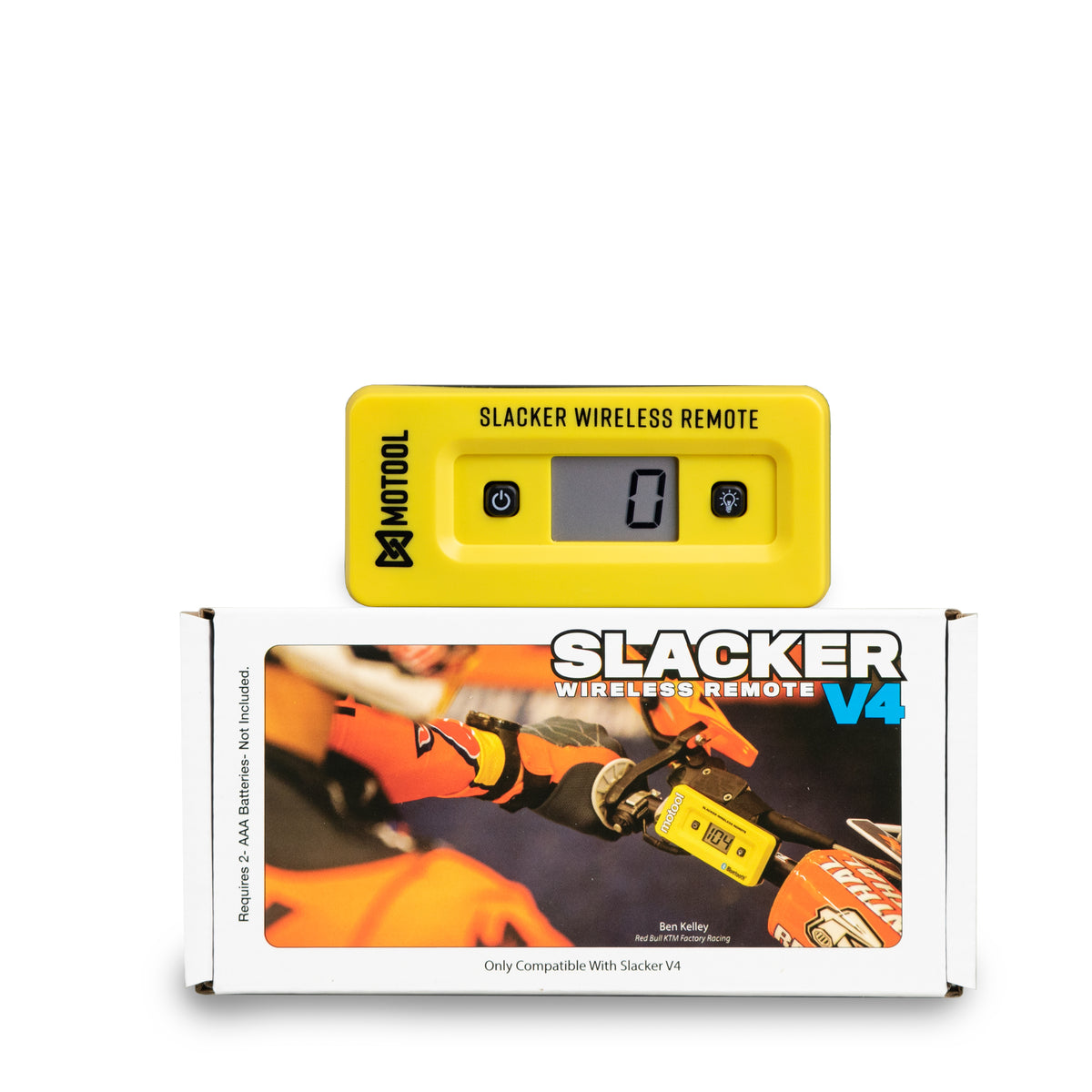 The Slacker wireless remote shows real-time sag measurements right on the bars.